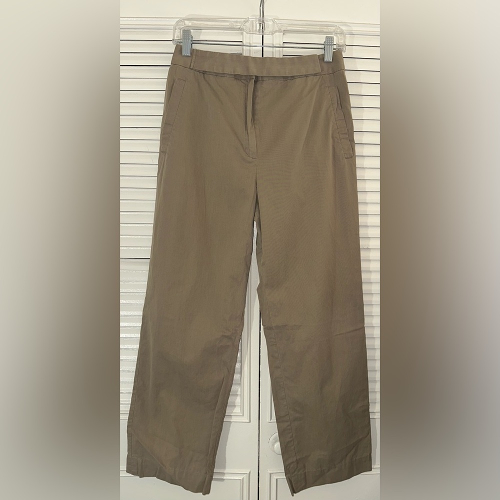 Donna Karan Signature Gold Label Cotton Tab Waist High Rise Crop Pants Size 8